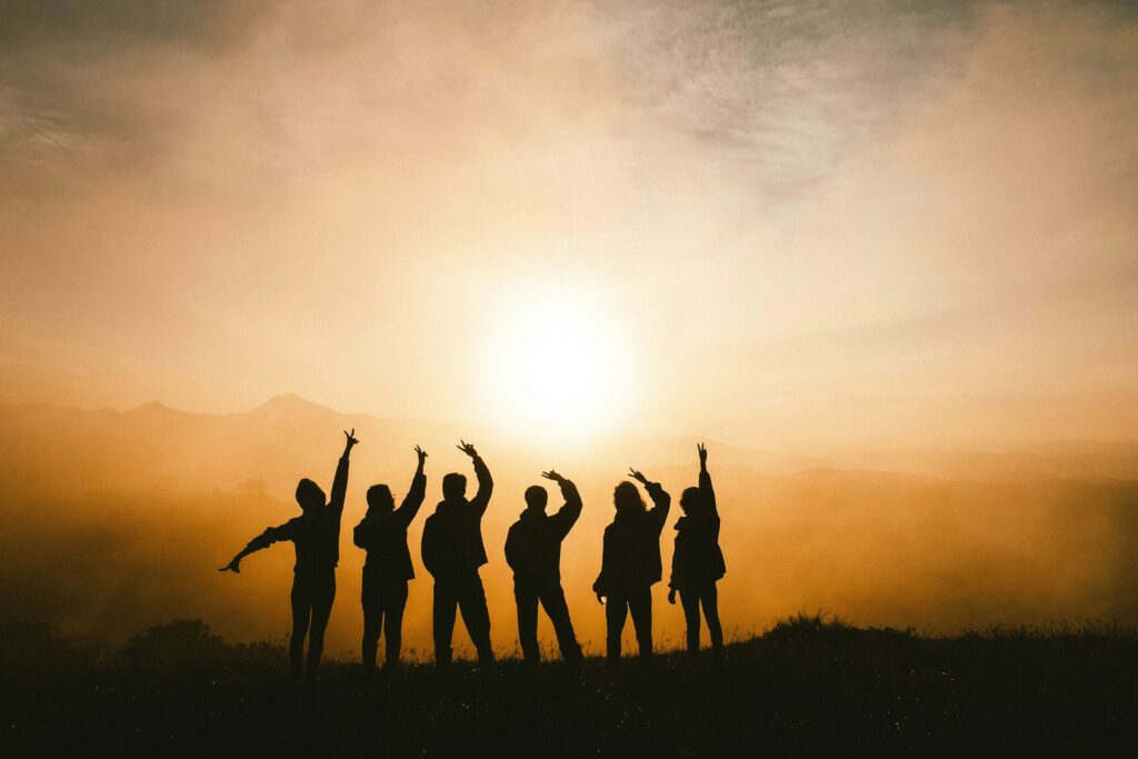 People in a group